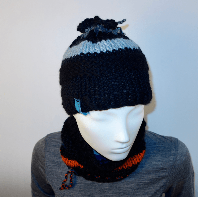 Zwart-blauw-grijze muts
