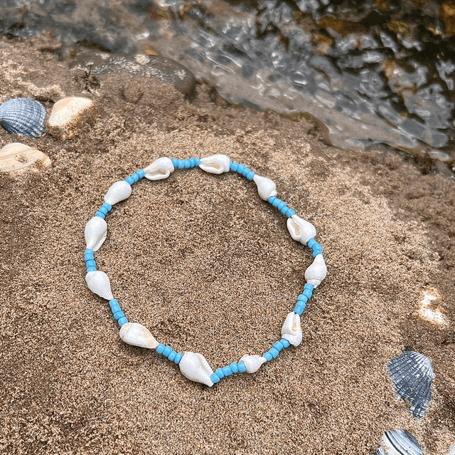 Enkelbandje blauw-wit
